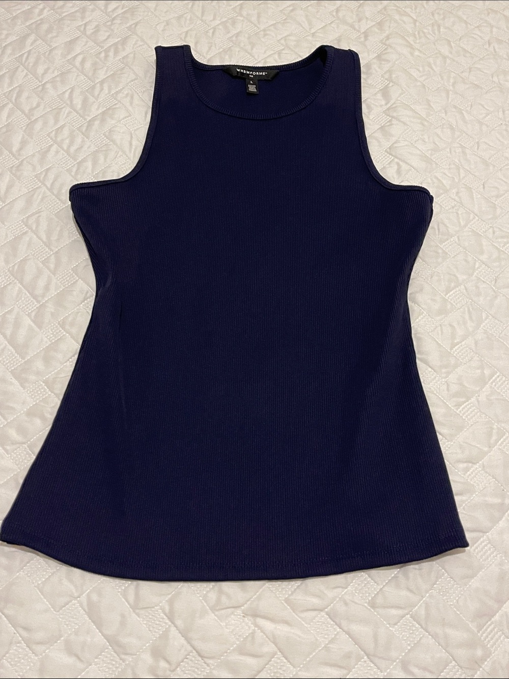 White House Black Market Navy Ribbed Tank Top